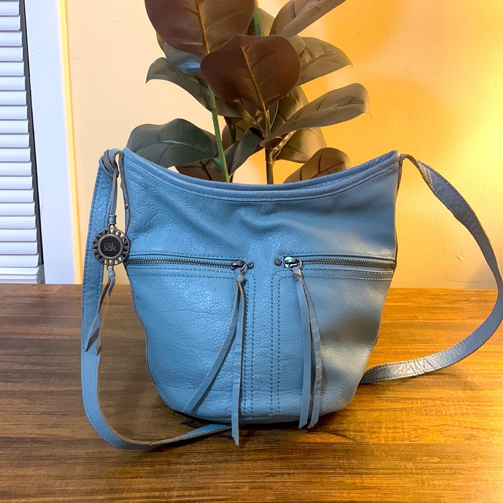 The Sak Newport Bucket Blue Leather Bag